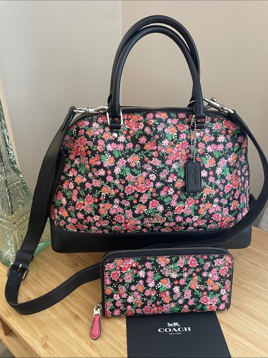 Coach Handbags - Coach Sierra Posey Cluster Floral Satchel, Wallet & Leather Strap Crossbody Set